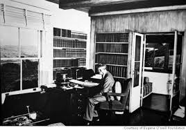 Eugene O'Neill in the library at Tao House