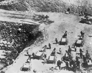 Chinese laborers work on the Central Pacific Railroad around 1867. Photo: Underwood Archives, Getty Images