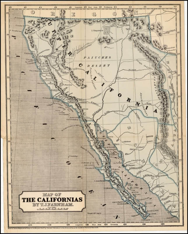California map published in 1845.