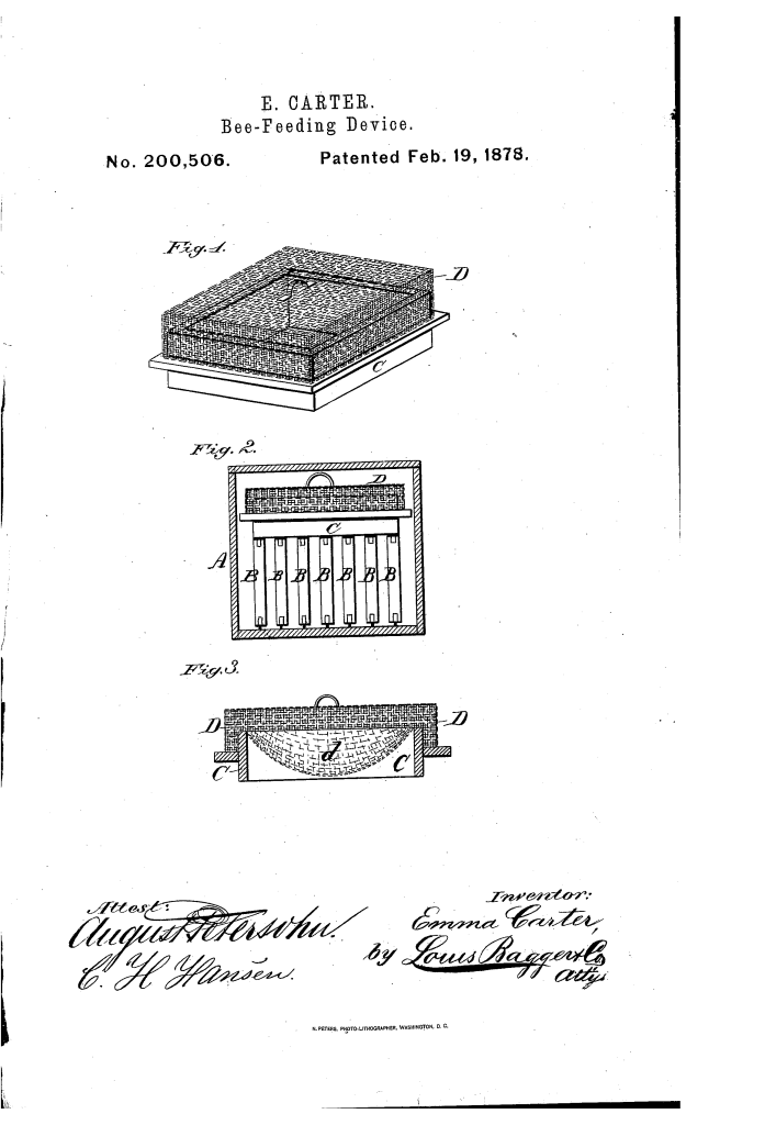 Emma Carter bee-feeding device patent