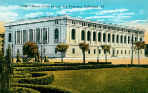 Postcard featuring the San Francisco Public Library, Civic Center in 1917