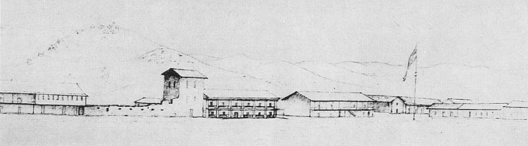 Sonoma Plaza drawn by George Gibbs in 1851