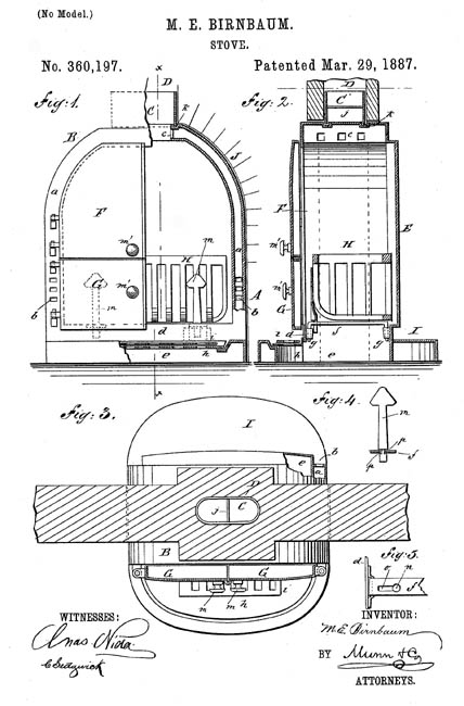 Mary Birnbaum patented a stove (1887).