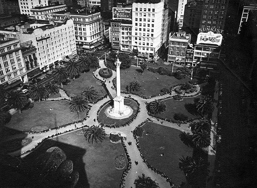 San Francisco Union Square from St. Francis Hotel (1937).