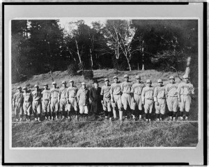 Waseda University baseball team to visit U.S., now in Honolulu. Photographic print by Bain News Service.