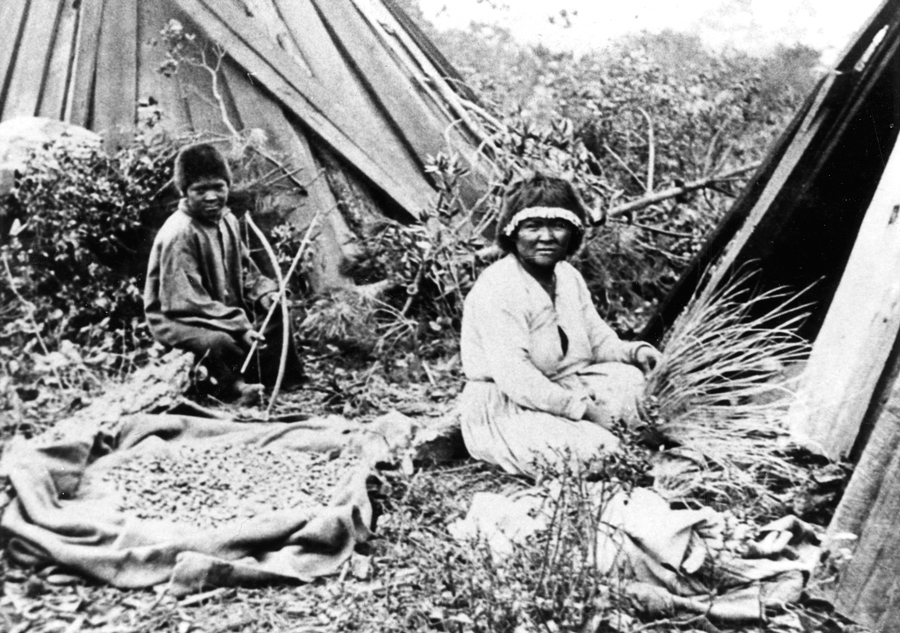 Pomo basket weaver.