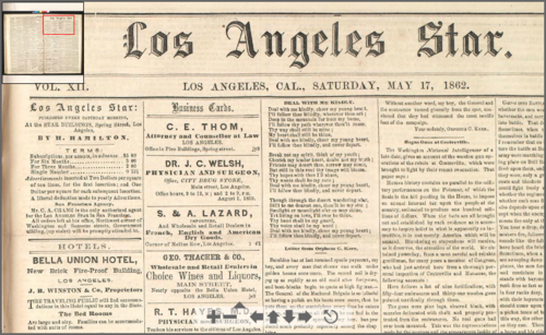 Los Angeles Star (1862).