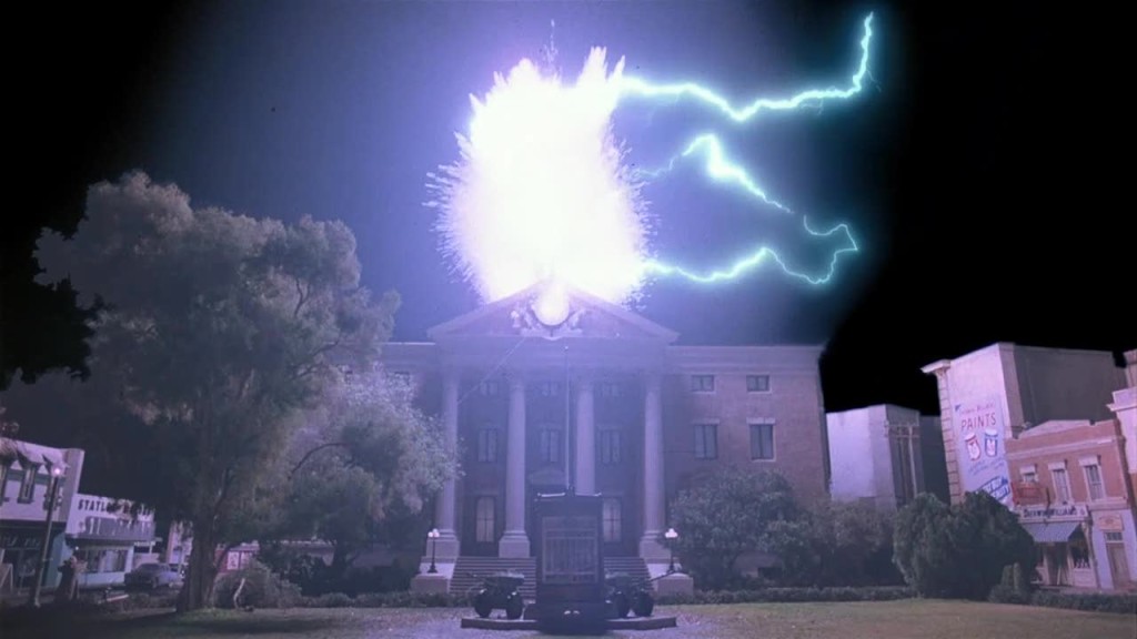 Exploding clock tower. Back to the Future (1985).