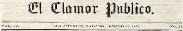 El Clamo Publico, Los Angeles (1859).