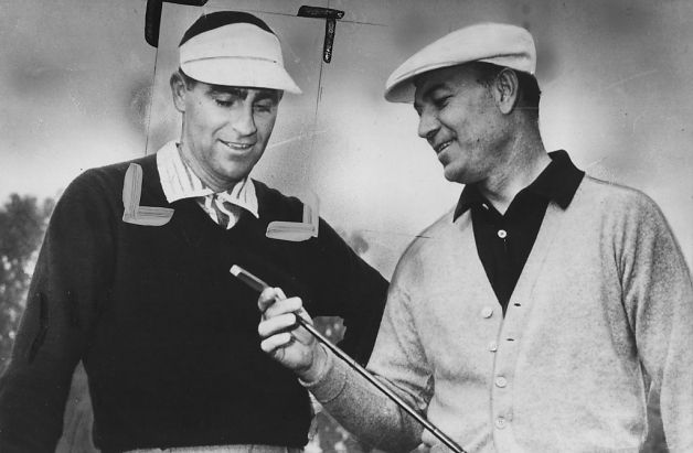 Ben Hogan (right) admiring a new putter that belongs to U.S. Open Champion Jack Fleck.