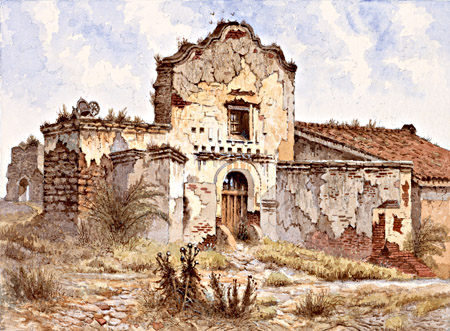 Mission San Diego de Alcalá. Oil on canvas by Edwin Deakin (1899).