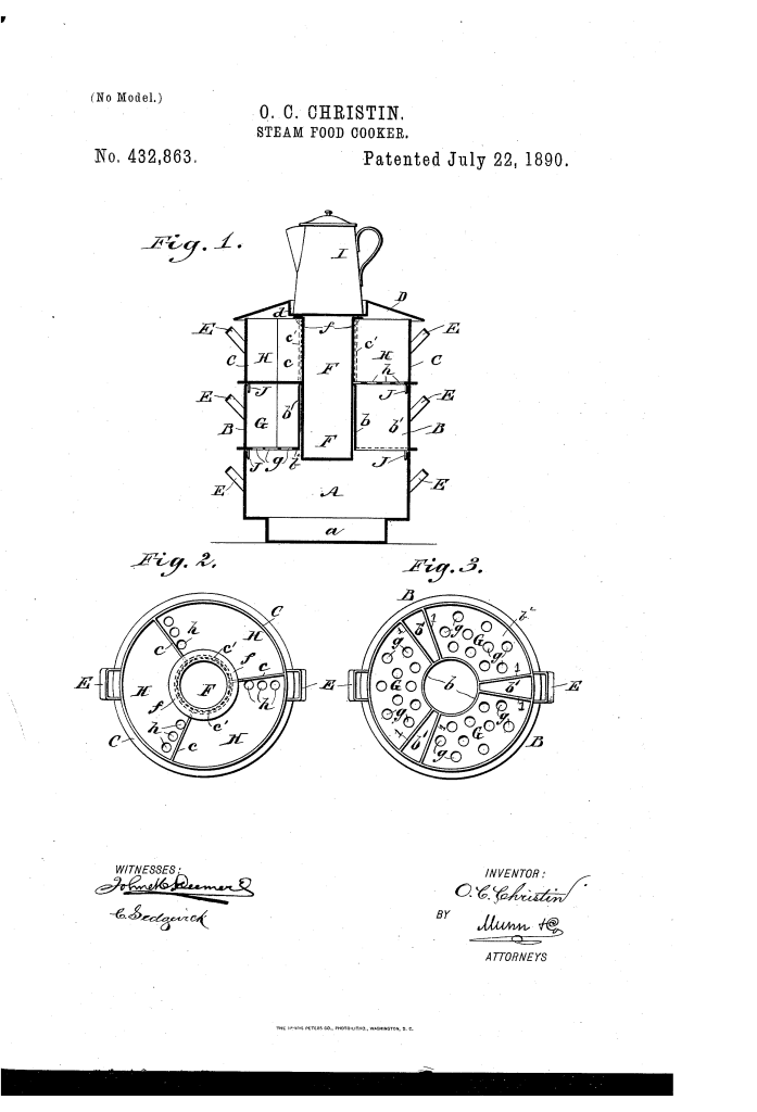 Olive Christin of Bodie patented a steam cooker (1890).