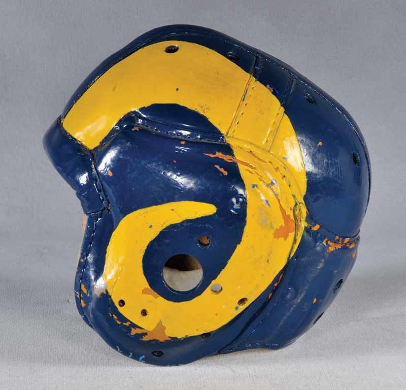 Los Angeles Rams leather helmet (late 1940s).