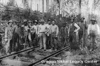 The Oregon and California Railroad Company relied on Chinese laborers to build its Portland Roseburg line in the 1870s, courtesy Oregon Nikkei Legacy Center.