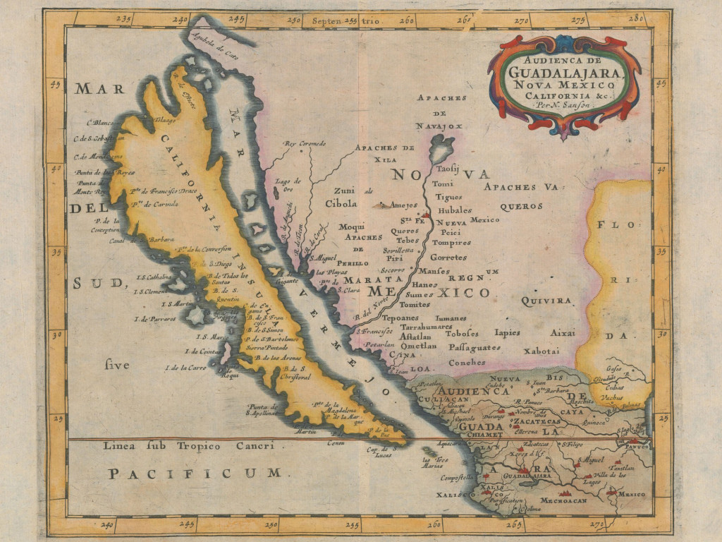 Nicolas Sanson map showing California as an island (1656).