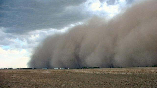 Dust storm along Interstate 5.