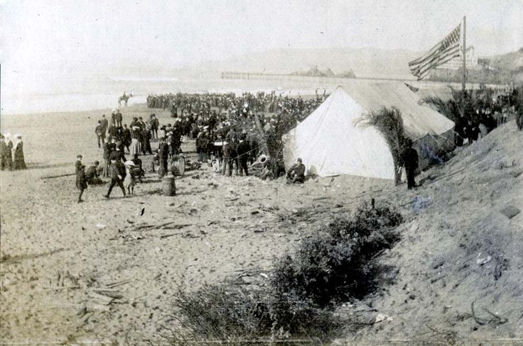 Transpacific cable comes ashore at San Francisco's Ocean Beach (1902).