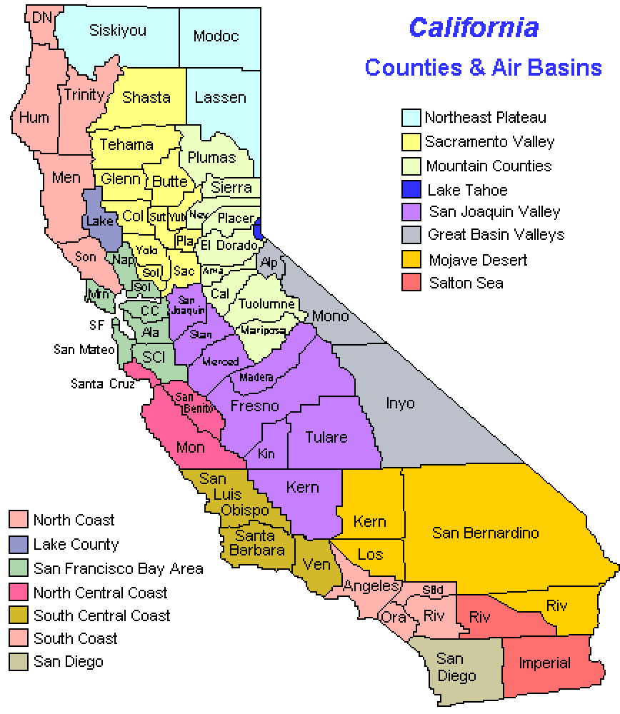 California air basin map.