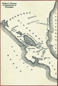 William Walker map Nicaragua showing his idea for a canal.